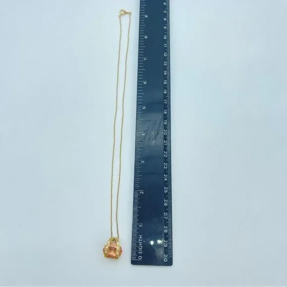 Roman Co Simulated Citrine Necklace | Crystal Stone Gold Pendant Stamped RMN - Picture 12 of 12